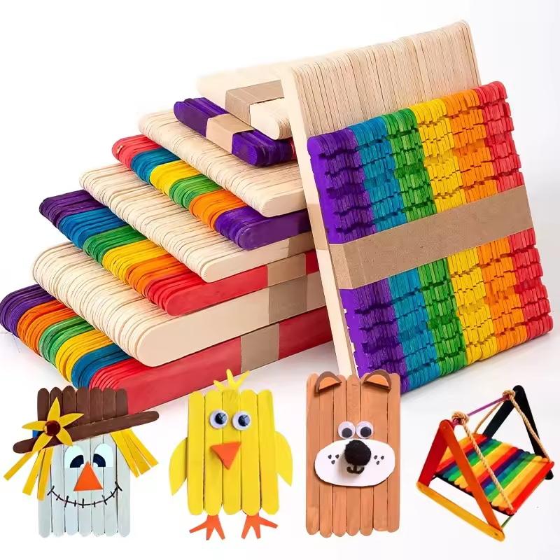 Art Craft Ice Cream - Bulk Colorful Wooden Ice Cream Sticks