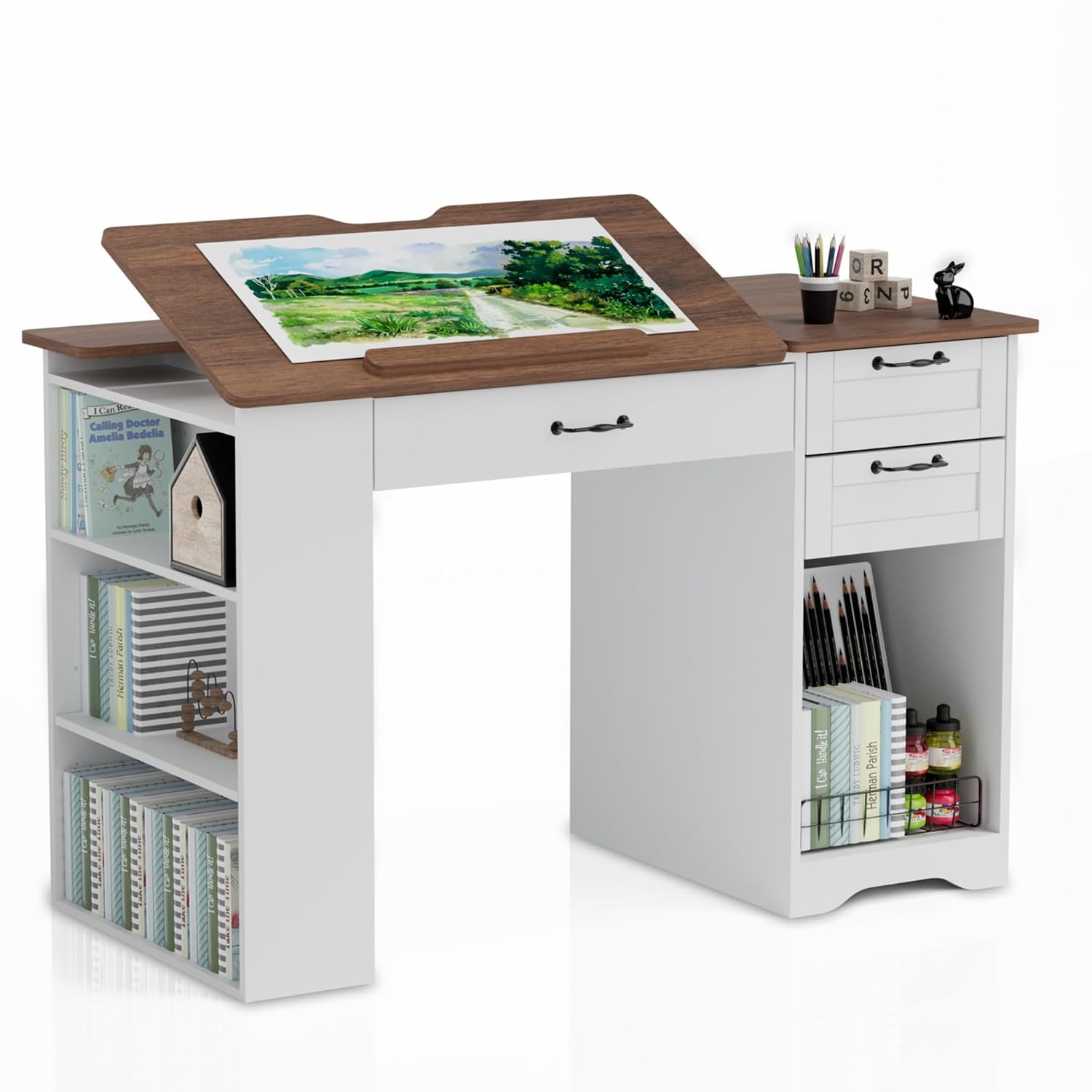 Art & Craft Paper Ideas For Kids - Drafting Table with Storage Cabinet &