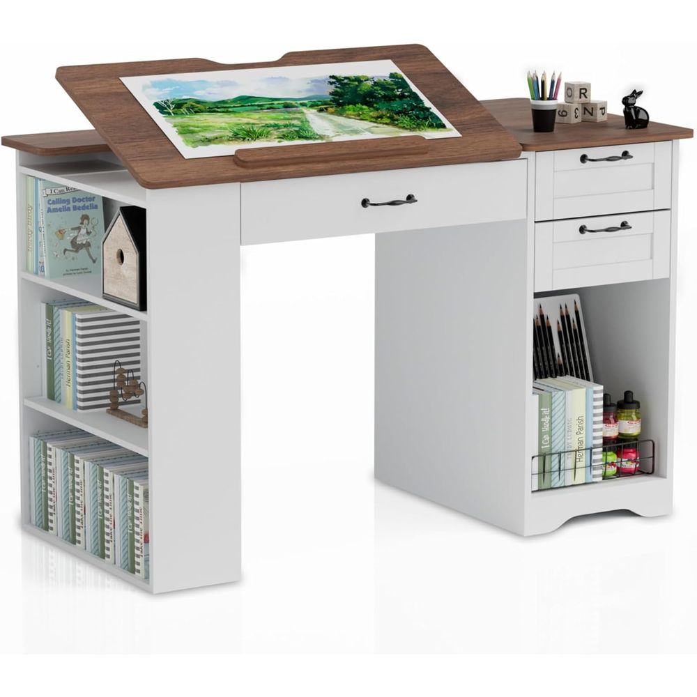 Art & Craft Paper Ideas For Kids - Drating Table with Storage Cabinet &