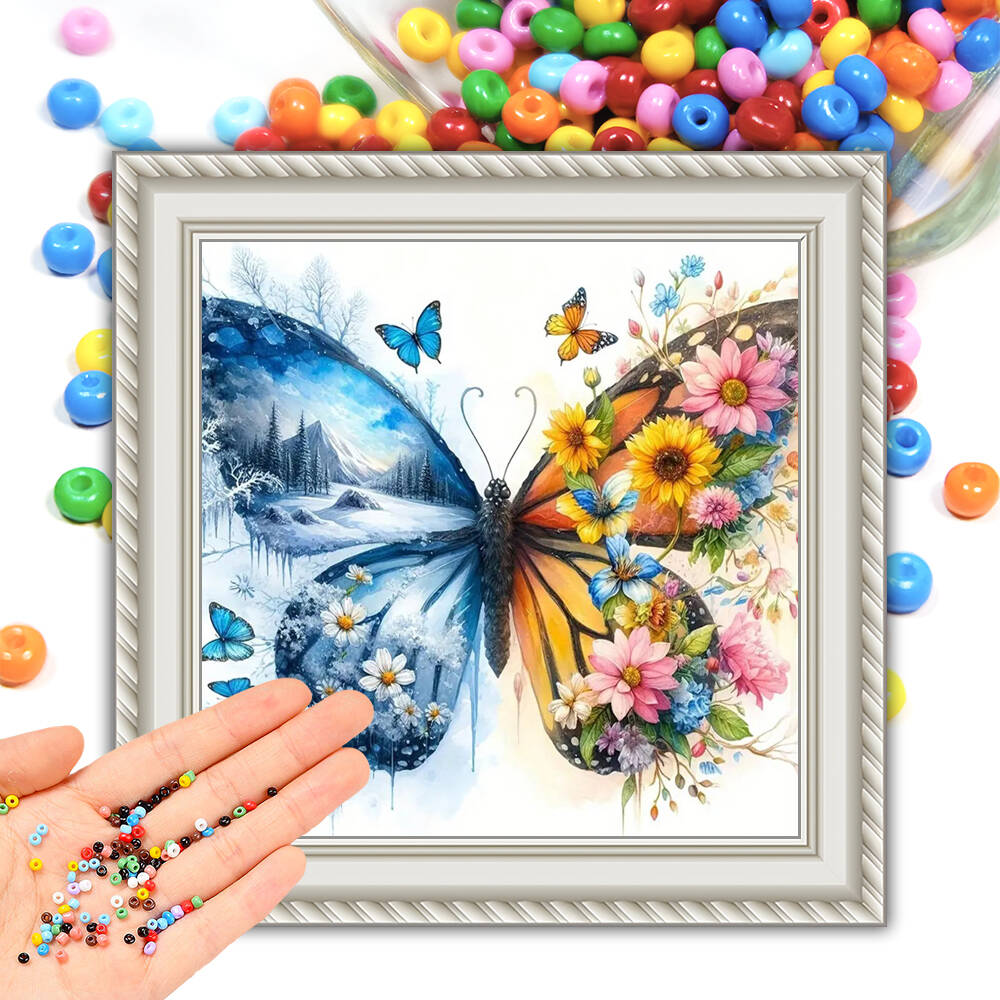 Art Craft Winter - Beaded 11CT Cross Stitch Kit Butterfly