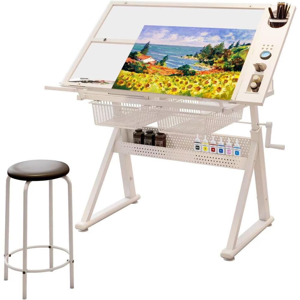Art & Craft Paper Ideas For Kids - Adjustable Art Desk with Tempered Glass