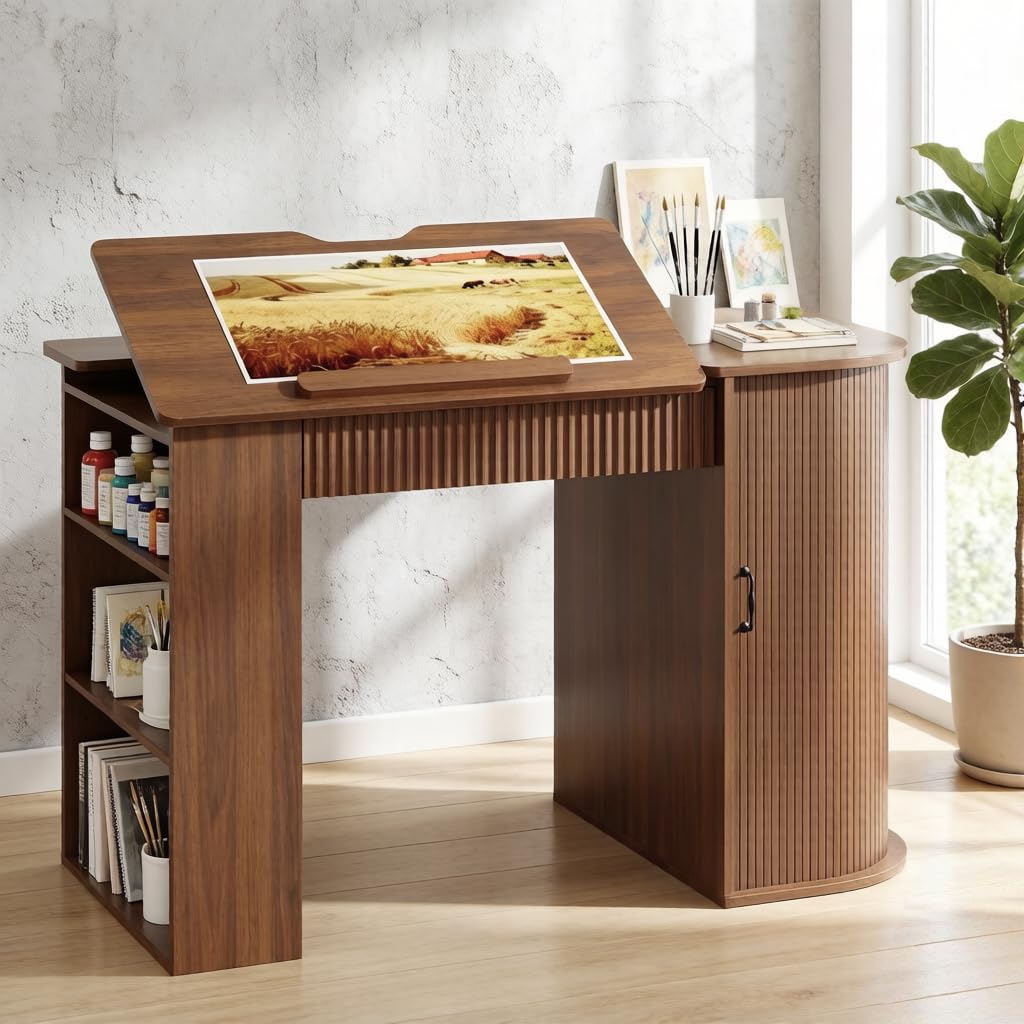 Art & Craft Paper Ideas For Kids - Drafting Table with Storage Cabinet &
