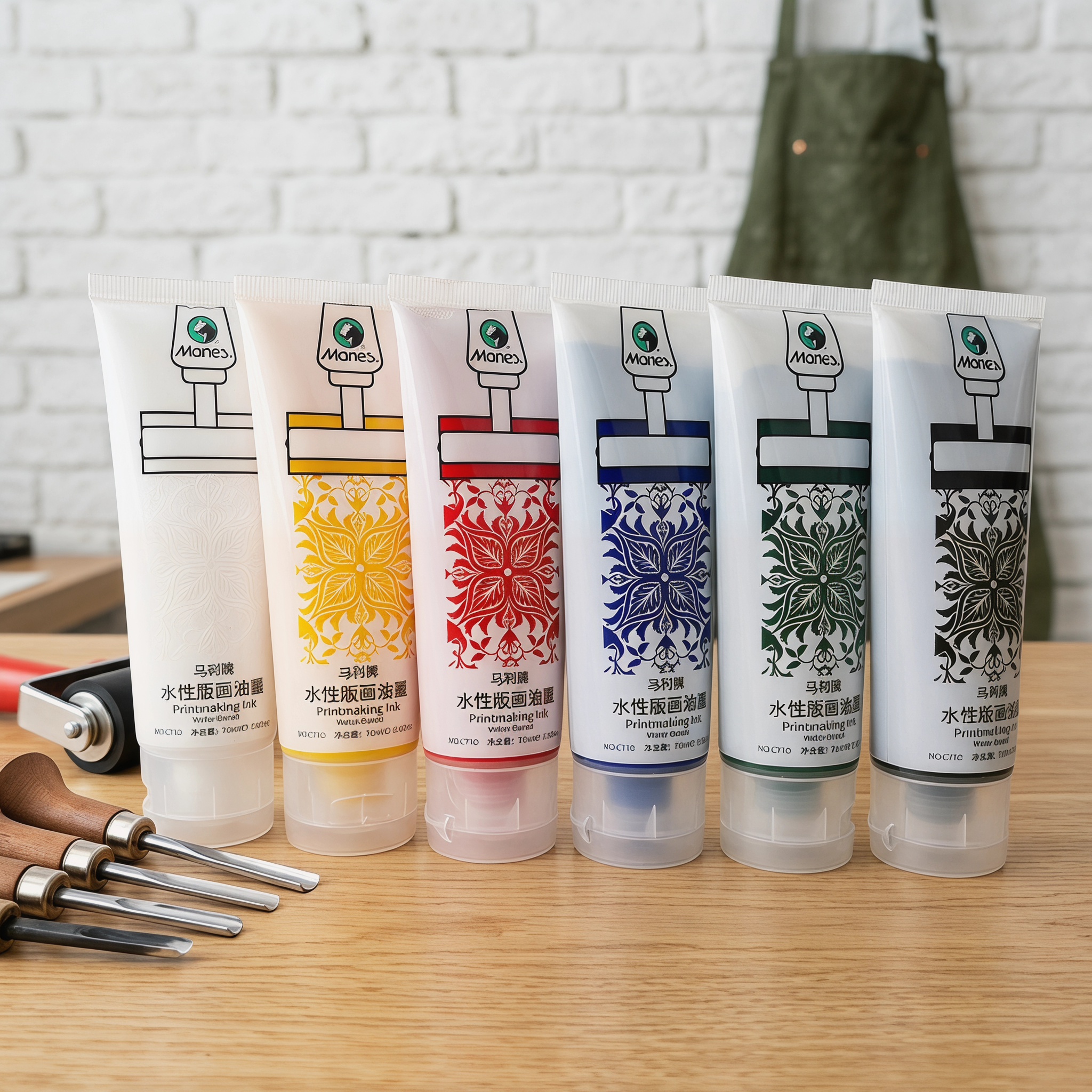 Lino Printing Block - 6Pcs Marie's Water-based Printmaking Ink 75ml