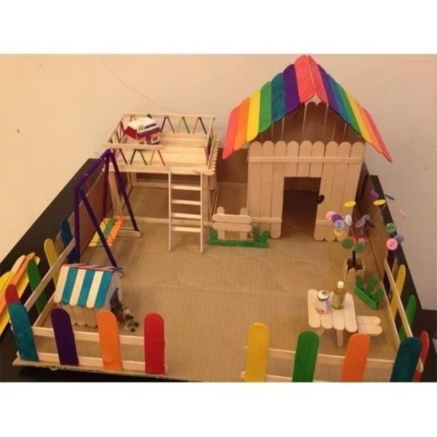 50Pcs Lot Natural Colored Wood - Art Craft Ice Cream avaliação e preço