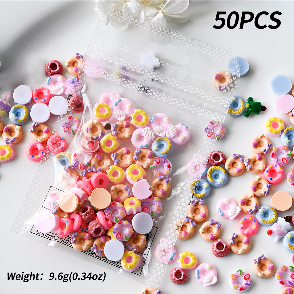 50pcs Pink Donut Cartoon Nail  - Art Craft Ice Cream avaliação e preço