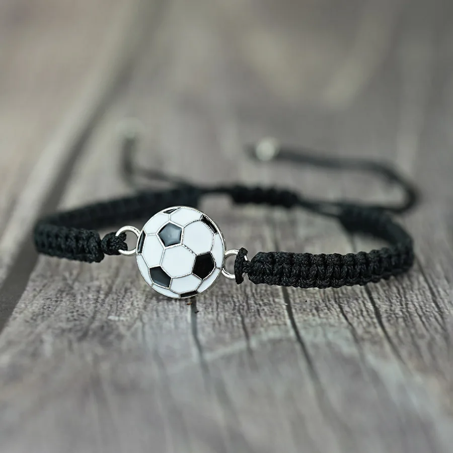Sports Ball Charm Bracelet Adj - Macrame Cord Cotton avaliação e preço