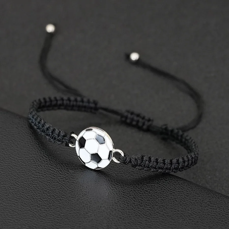Sports Ball Charm Bracelet Adj - Macrame Cord Cotton avaliação e preço