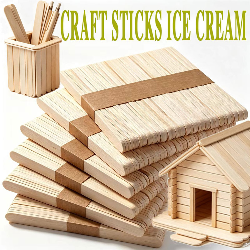 50PCS Popsicle Sticks Natural  - Art Craft Ice Cream avaliação e preço