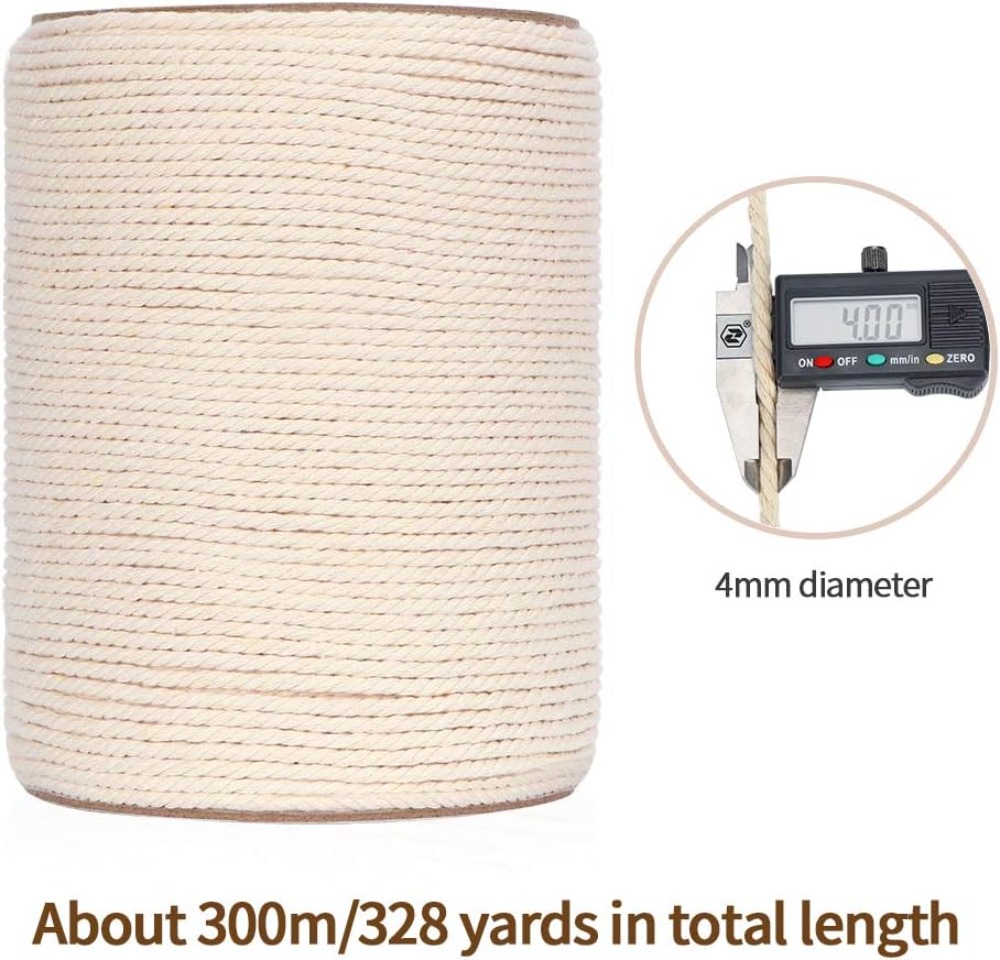 4mm x 328Yds Natural Cotton Ma - Macrame Cord Cotton avaliação e preço