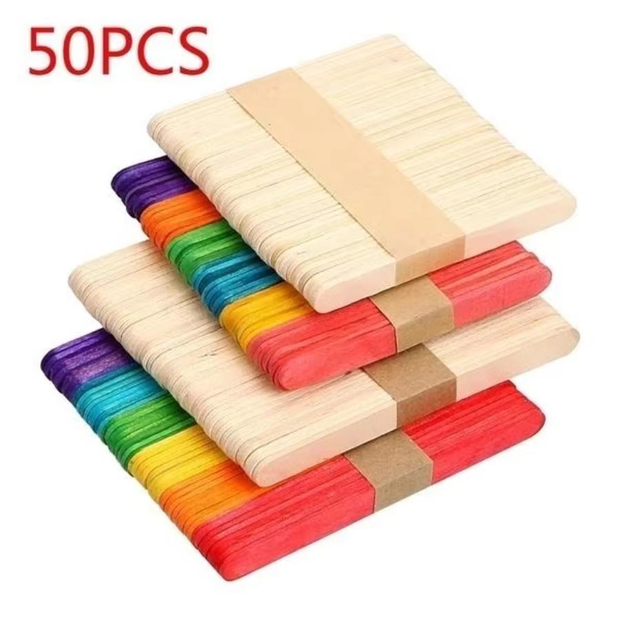 50 Pcs Lot Natural Colored Woo - Art Craft Ice Cream avaliação e preço