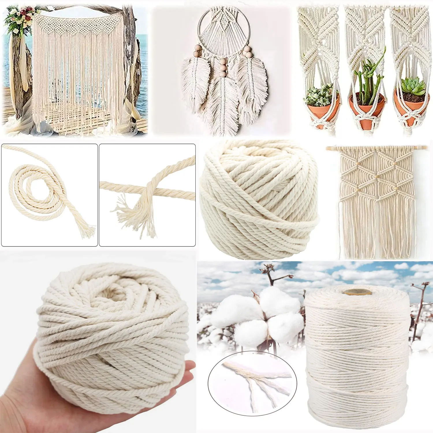 2-100M Macrame Cotton Cord Thr - Macrame Cord Cotton avaliação e preço