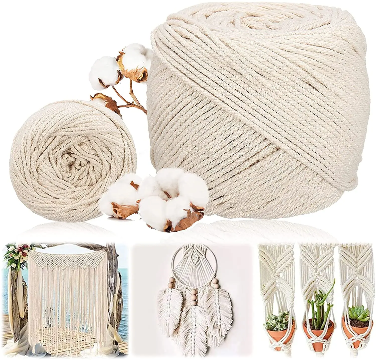 2-100M Macrame Cotton Cord Thr - Macrame Cord Cotton avaliação e preço