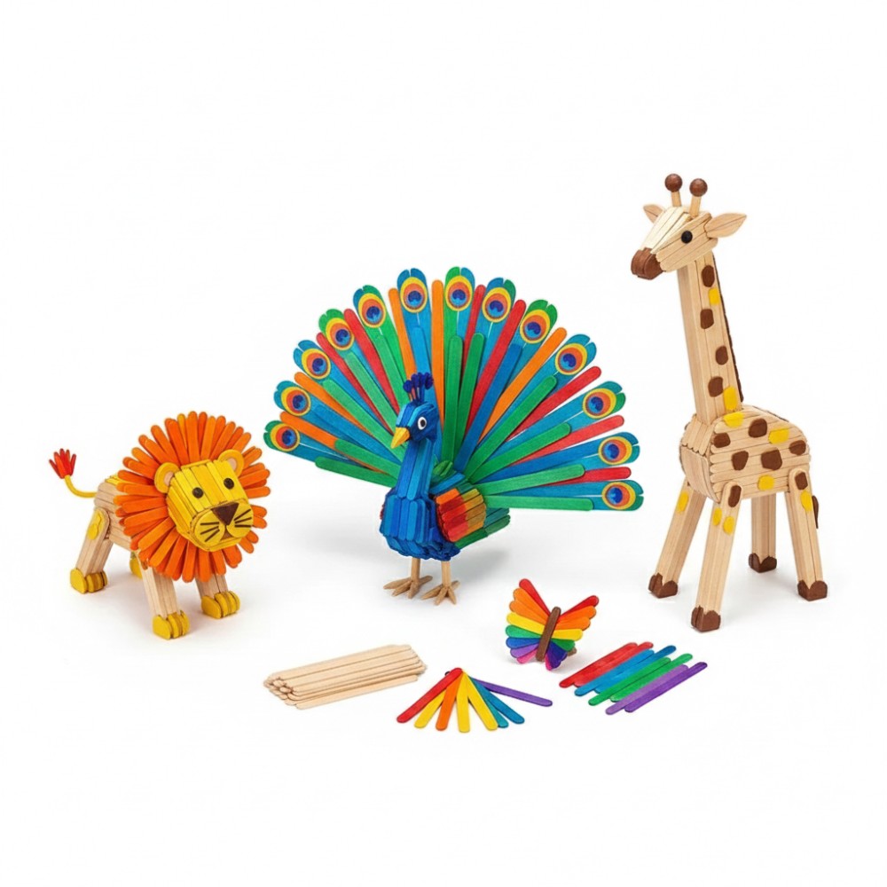 50Pcs Colored Wooden Popsicle  - Art Craft Ice Cream avaliação e preço