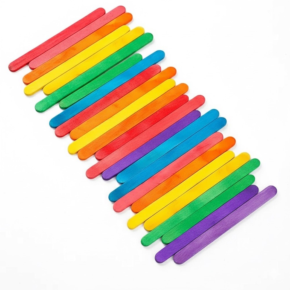 50Pcs Colored Wooden Popsicle  - Art Craft Ice Cream avaliação e preço