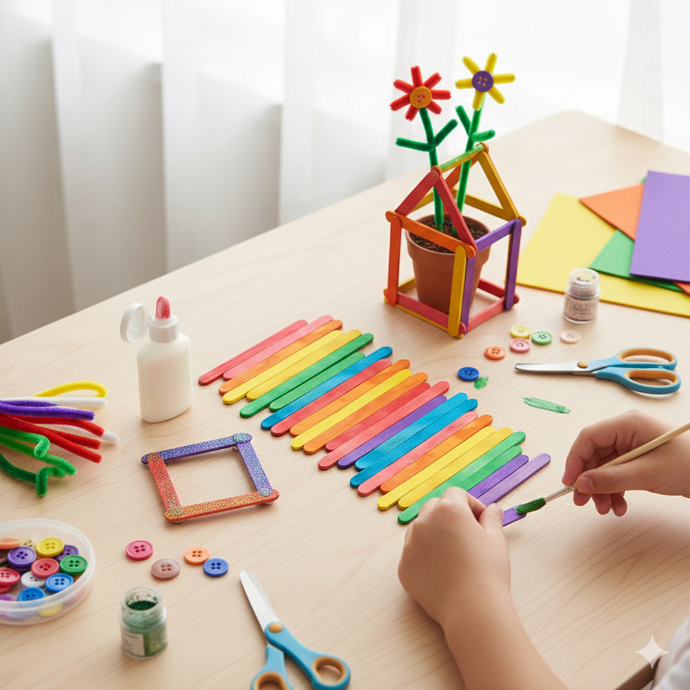 50Pcs Colored Wooden Popsicle  - Art Craft Ice Cream avaliação e preço