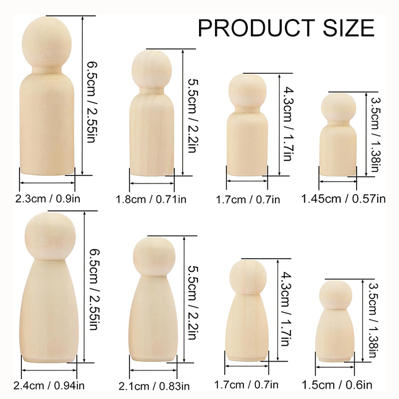 2/5/10Pcs Wooden Peg Doll Unfi - Craft And Art Difference avaliação e preço