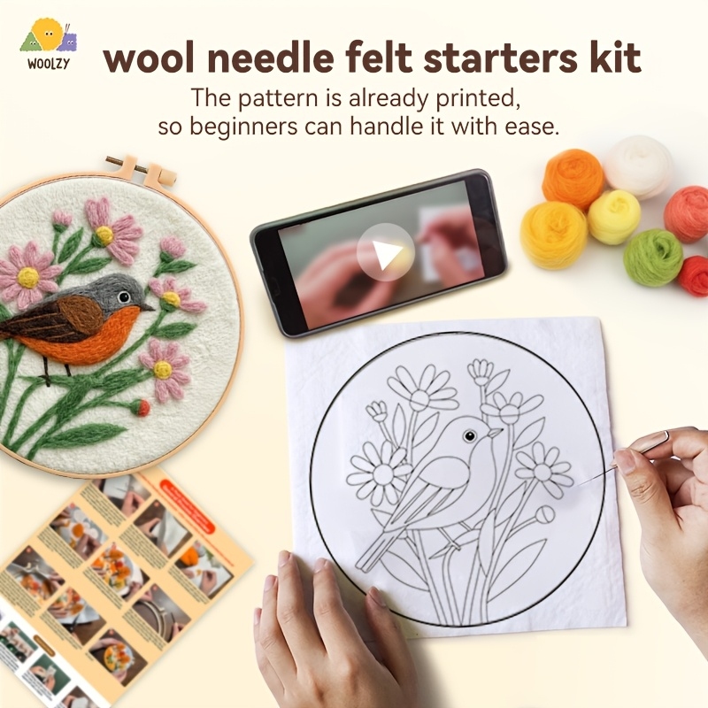 Robin & Daisy Felt Embroidery  - Punch Needle Kit avaliação e preço