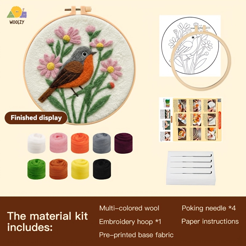 Robin & Daisy Felt Embroidery  - Punch Needle Kit avaliação e preço