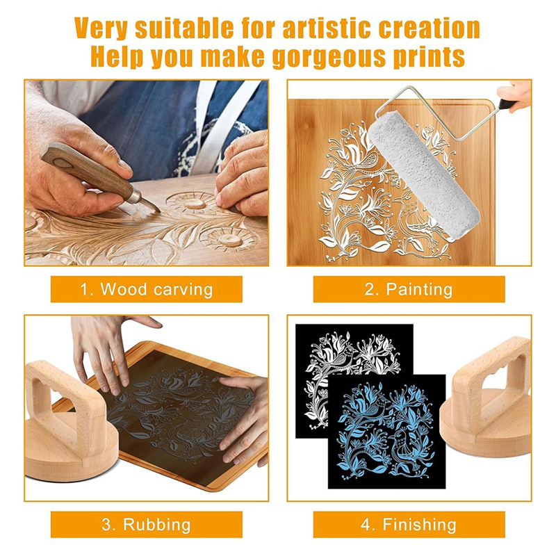 ABHG-Wood Baren For Printmakin - Lino Printing Block avaliação e preço
