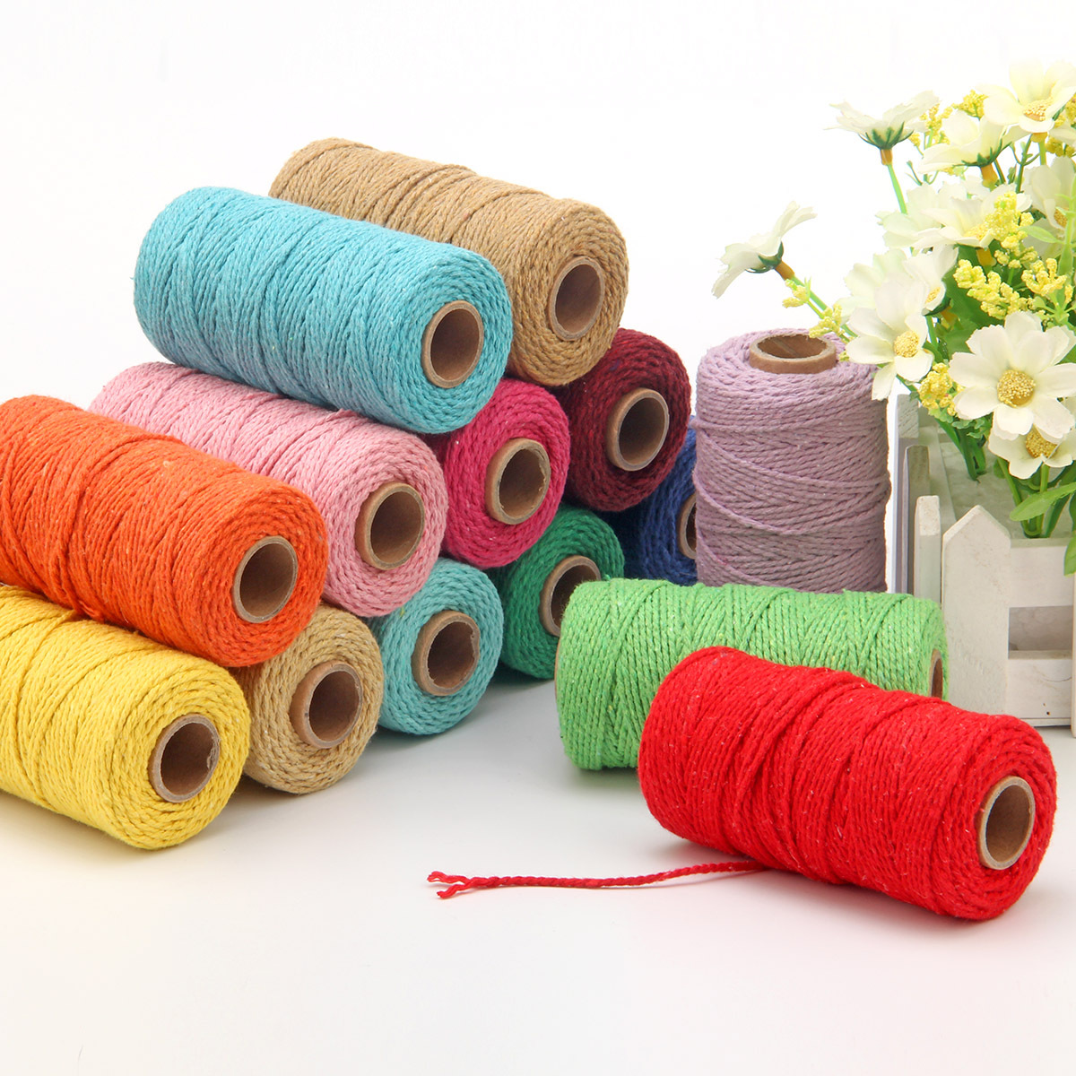 2mm Rope Twisted-Cord 100m Cot - Macrame Cord Cotton avaliação e preço