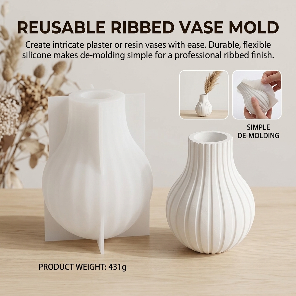 Silicone Vase Mold with Stripe - Art Craft Party avaliação e preço