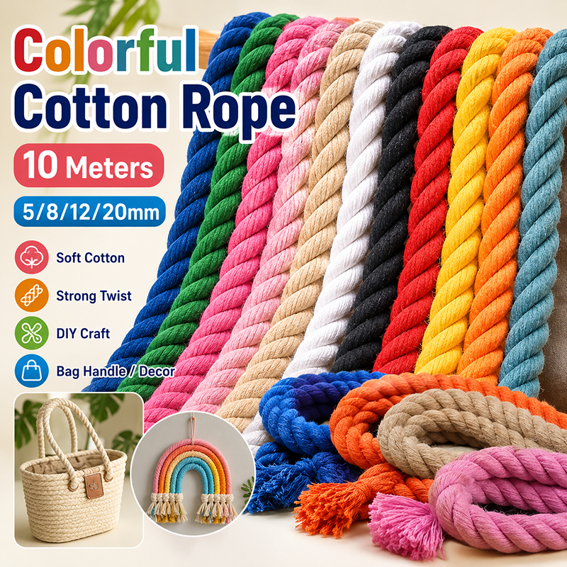 10Meters 5/8/12/20mm Colorful  - Macrame Cord Cotton avaliação e preço