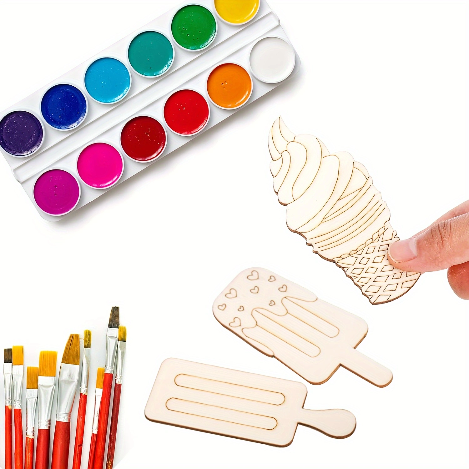 6/30pcs Ice Cream Wood Cutouts - Art Craft Ice Cream avaliação e preço