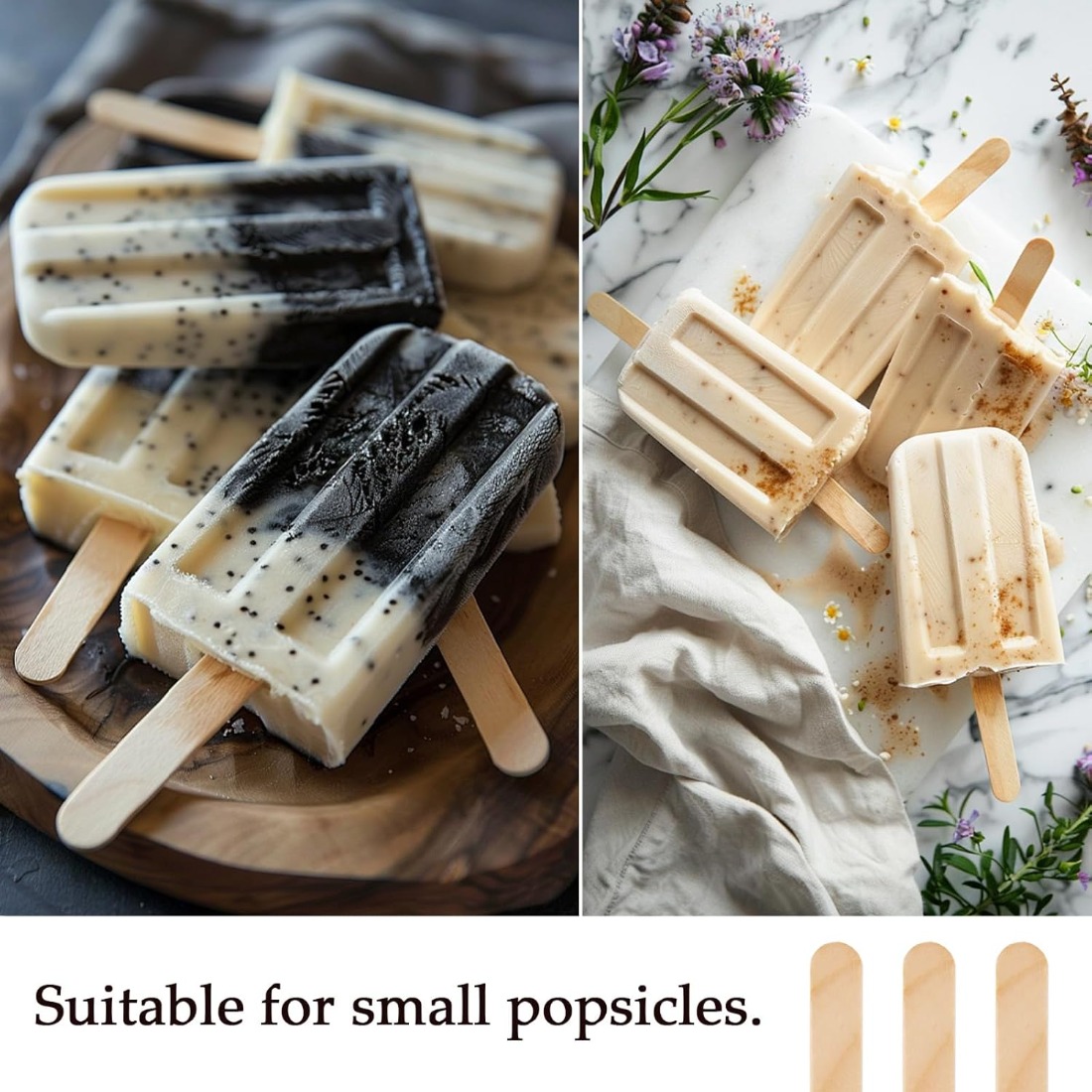 200Pcs  Natural Birch Wood Cra - Art Craft Ice Cream avaliação e preço