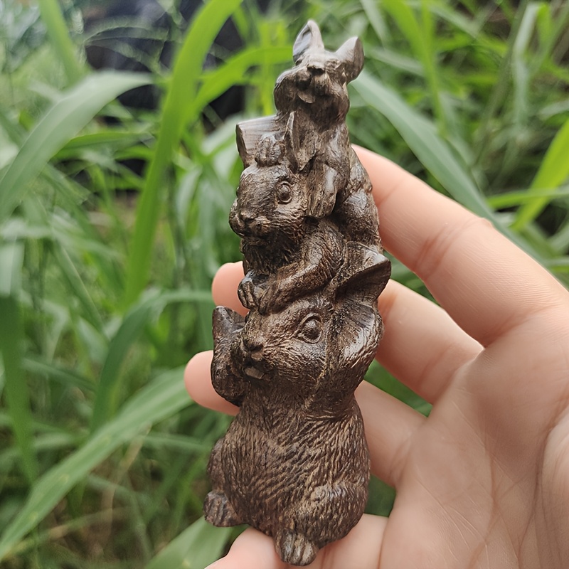 Wooden Three Rabbits Stacking  - Art Craft Winter avaliação e preço