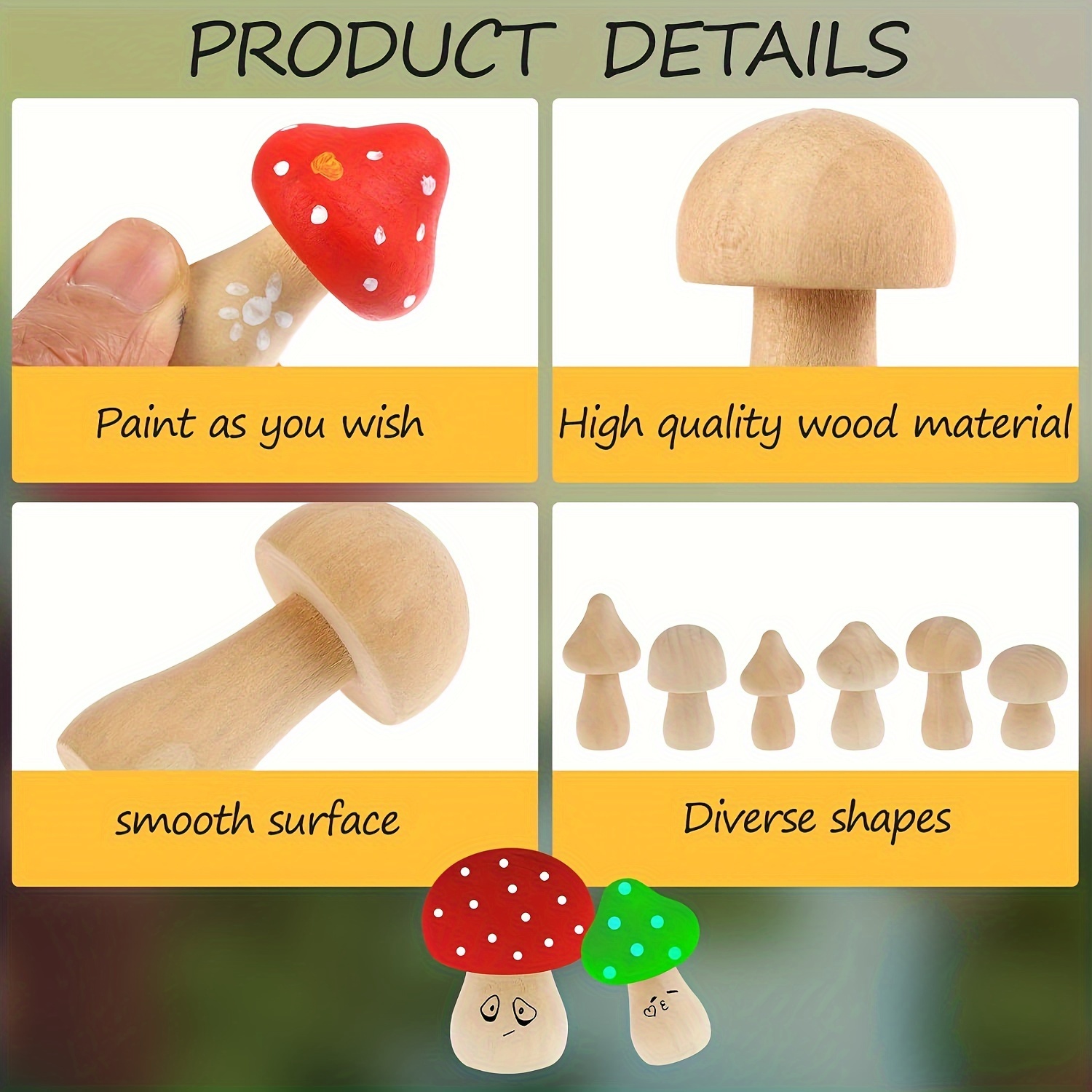 48Pcs Wooden Mushroom Set, 6 D - Craft And Art Difference avaliação e preço