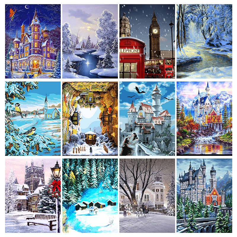Winter Castle Snow Scene Diamo - Art Craft Winter avaliação e preço