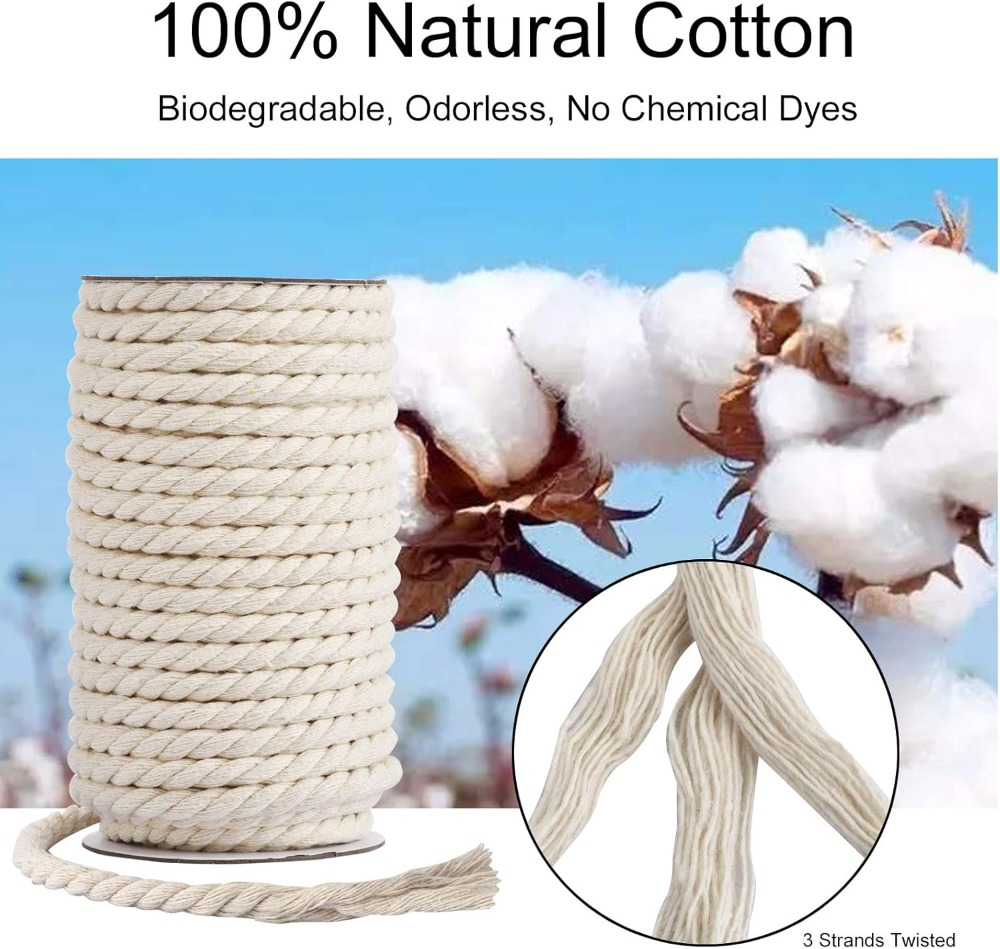 8mm x 20 Yards Natural Unbleac - Macrame Cord Cotton avaliação e preço