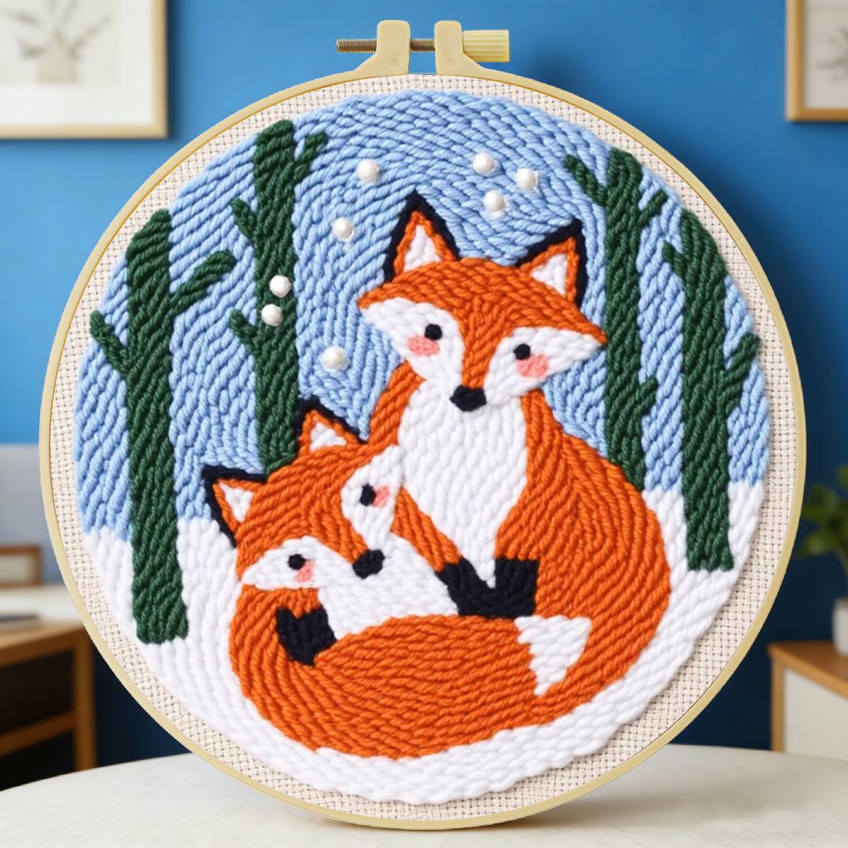 20X20CM/7.87inch Animal - Fox  - Punch Needle Kit avaliação e preço