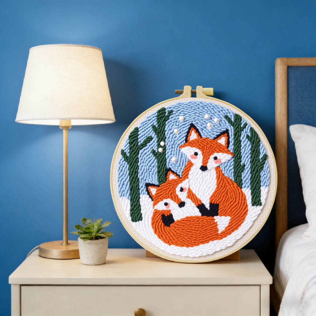 20X20CM/7.87inch Animal - Fox  - Punch Needle Kit avaliação e preço