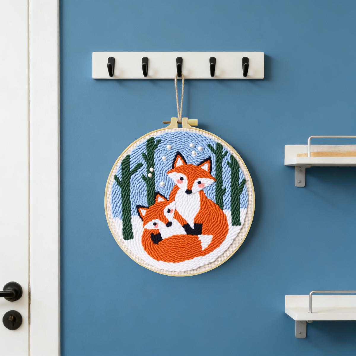 20X20CM/7.87inch Animal - Fox  - Punch Needle Kit avaliação e preço