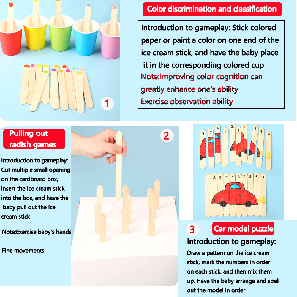 20/100/500Pcs Ice Cream Popsic - Art Craft Ice Cream avaliação e preço